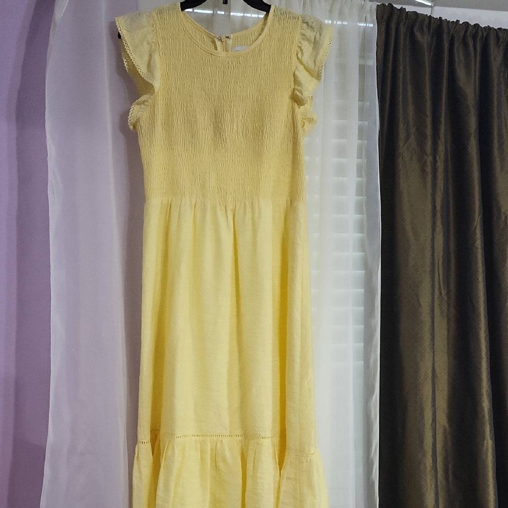 Lost+ Wanderer Yellow Ruffle Sleeve Dress